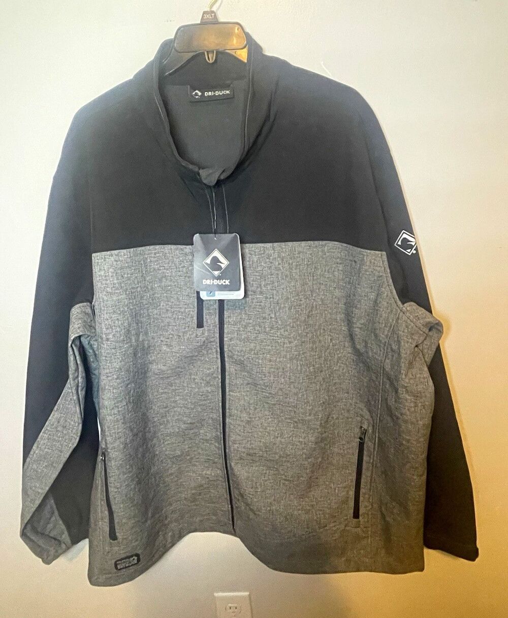 DRI-DUCK DDX Men's Softshell Full-Zip Colorblock Jacket Black/Gray 4XL